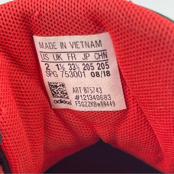 Adidas Kids Boys Hoops 2.0 B75743 Hi Top Black Orange Running Shoes-Size 2 Youth - Picture 7 of 12